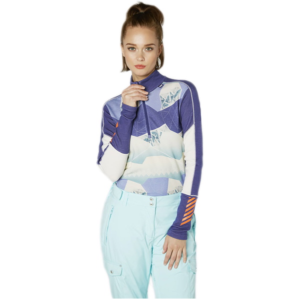 Helly Hansen Womens HH Lifa 1/2 Zip Merino Crew Base Layer Lavender 48343