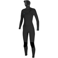 Womens O'Riginal 6/5/4mm Hooded Chest Zip Wetsuit BLACK