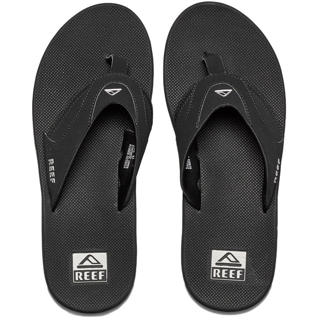 2026 Reef Da Uomo Fanning Flip Flops BLACK SILVER R2026