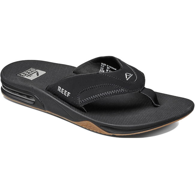 2026 Reef Da Uomo Fanning Flip Flops BLACK SILVER R2026