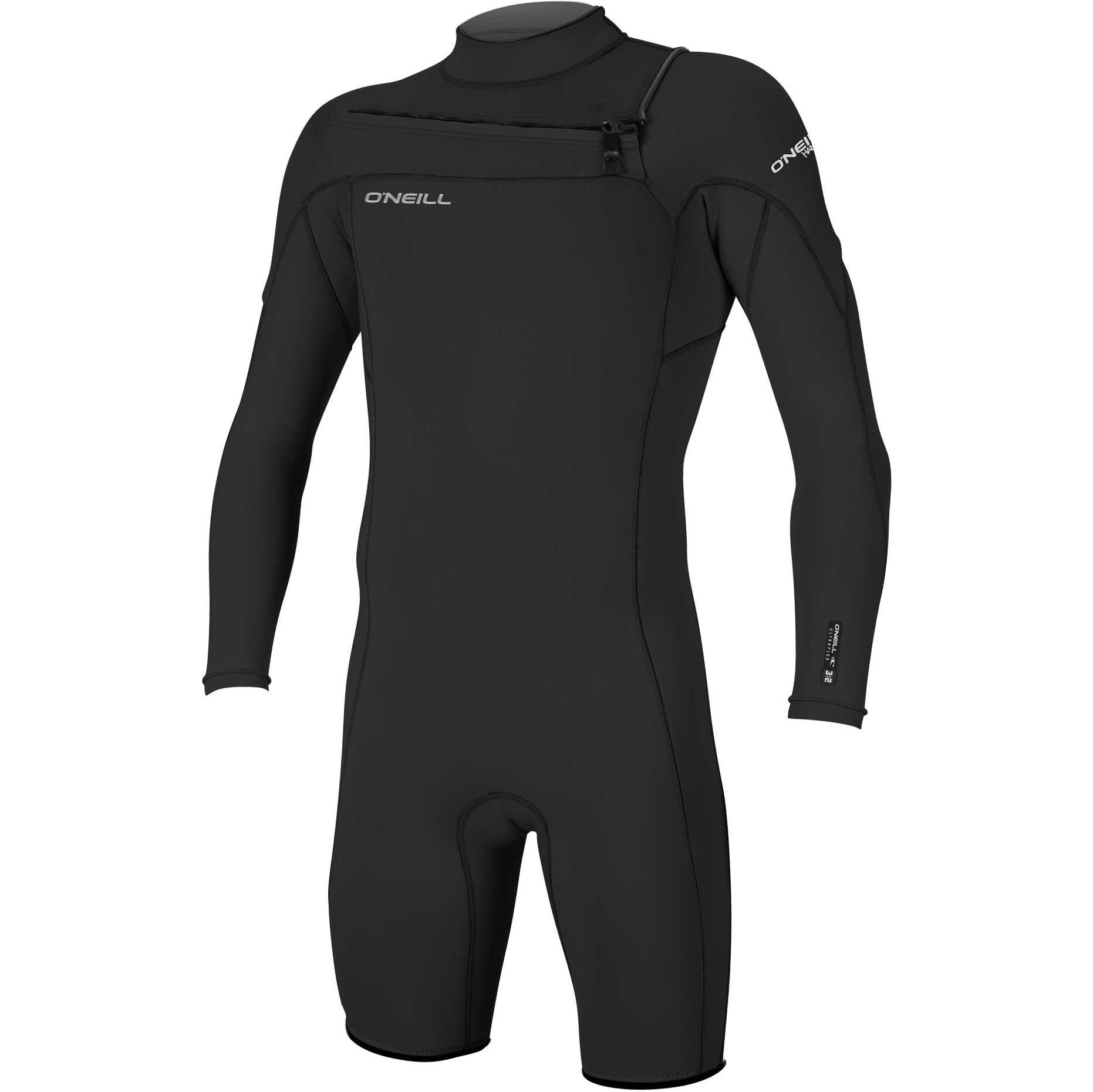 2026 O'Neill Da Uomo Hammer 2mm Manica Lunga Chest Zip Shorty Muta 4928 - Black