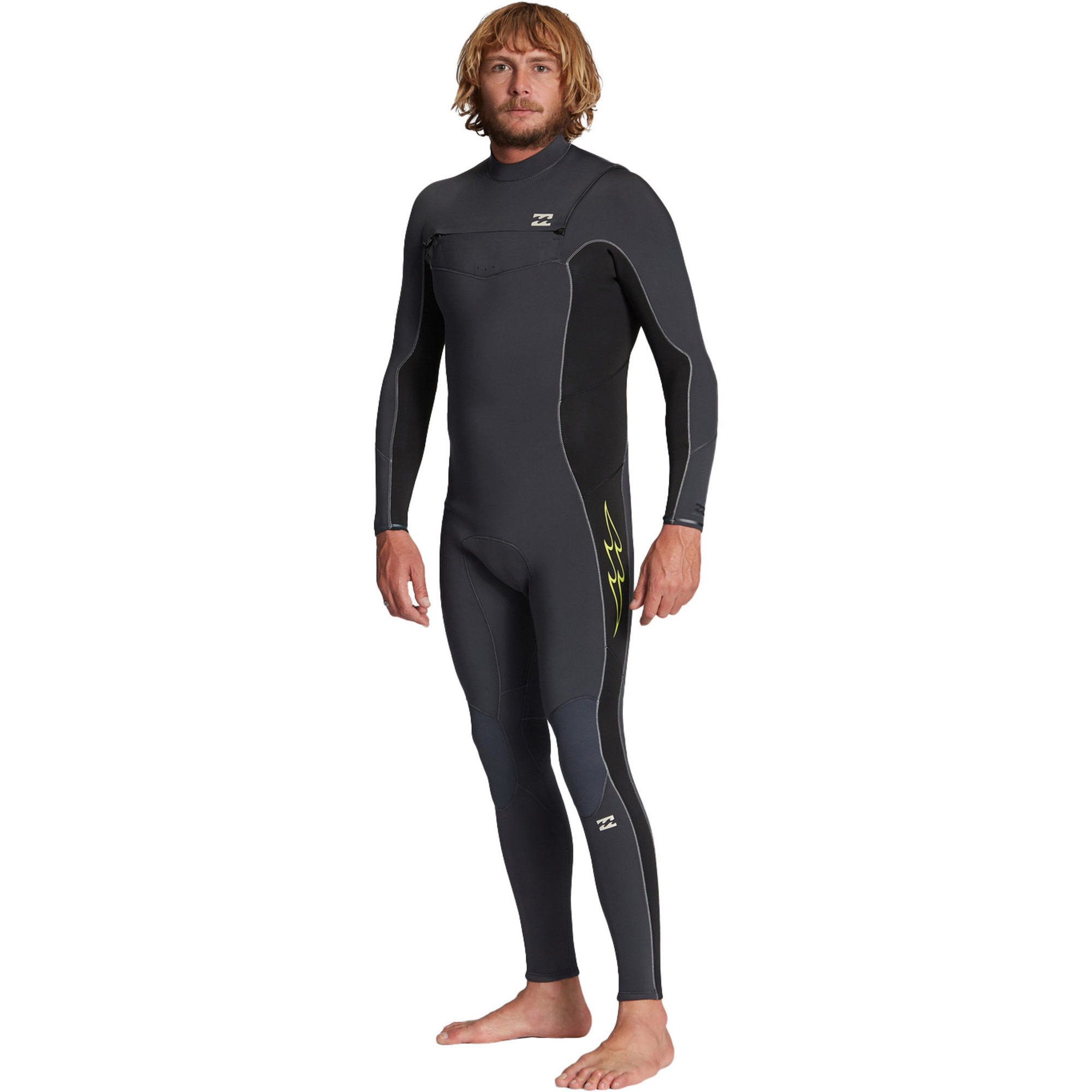 2024 Billabong Da Uomo Absolute 3/2mm Gbs Chest Zip Muta ABYW100192 - Grey