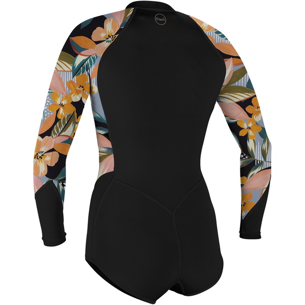 2024 O'Neill Da Donna Bahia 2/1mm Manica Lunga Front Zip Shorty Muta 5363 - Black / Demiflor