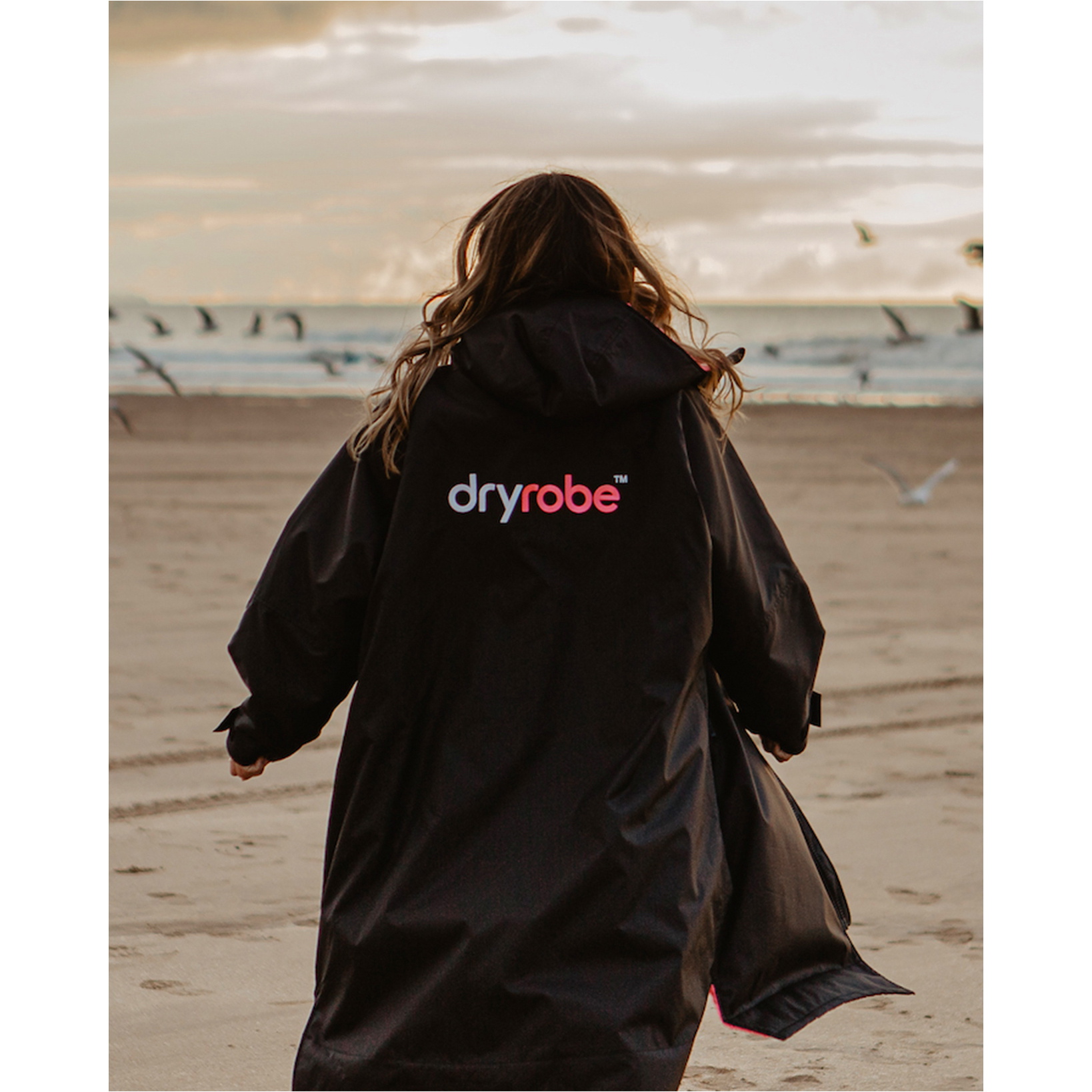 2026 Dryrobe Advance Accappatoio A Maniche Lunghe DALSV3 - Black / Rosa