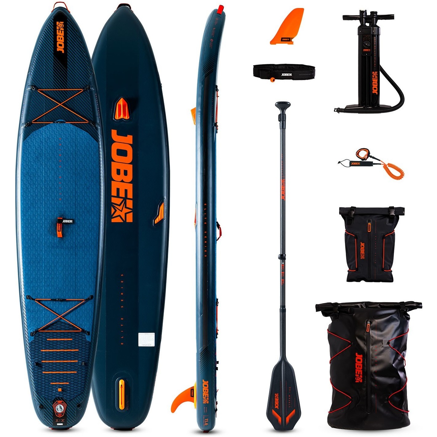 2025 Jobe Duna Elite 11'6 Inflatable SUP Paddle Board Package 486423004 - Board, Bag, Pump, Paddle, Fin & Leash