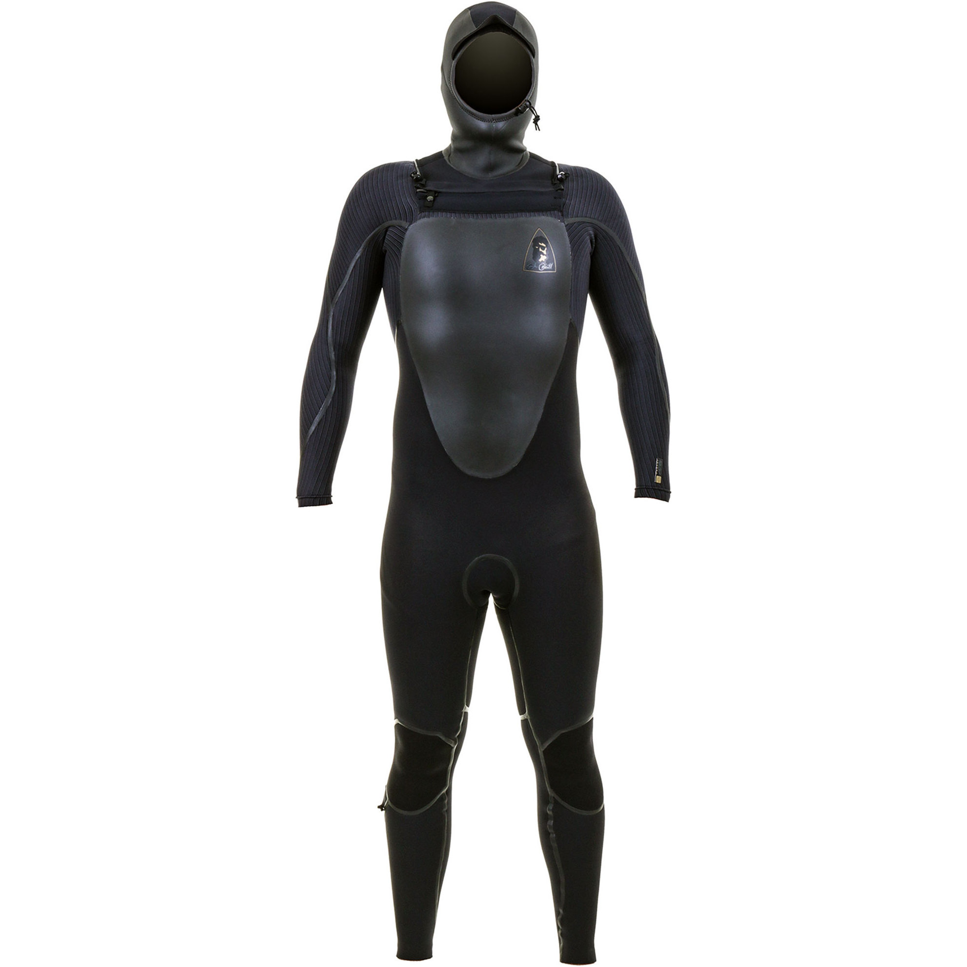 2025 O'Neill Da Uomo Mutant Legend 5/4mm Chest Zip Con Cappuccio Muta 5369 - Black