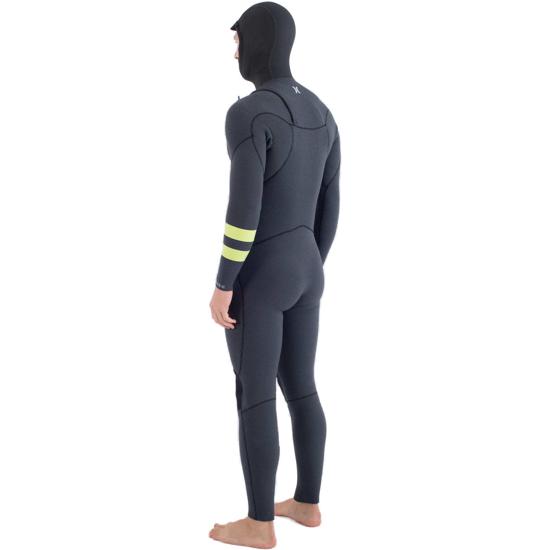 2025 Hurley Da Uomo Plus 5/3mm Con Cappuccio Chest Zip Muta MFS0012543 - Black / Lemon