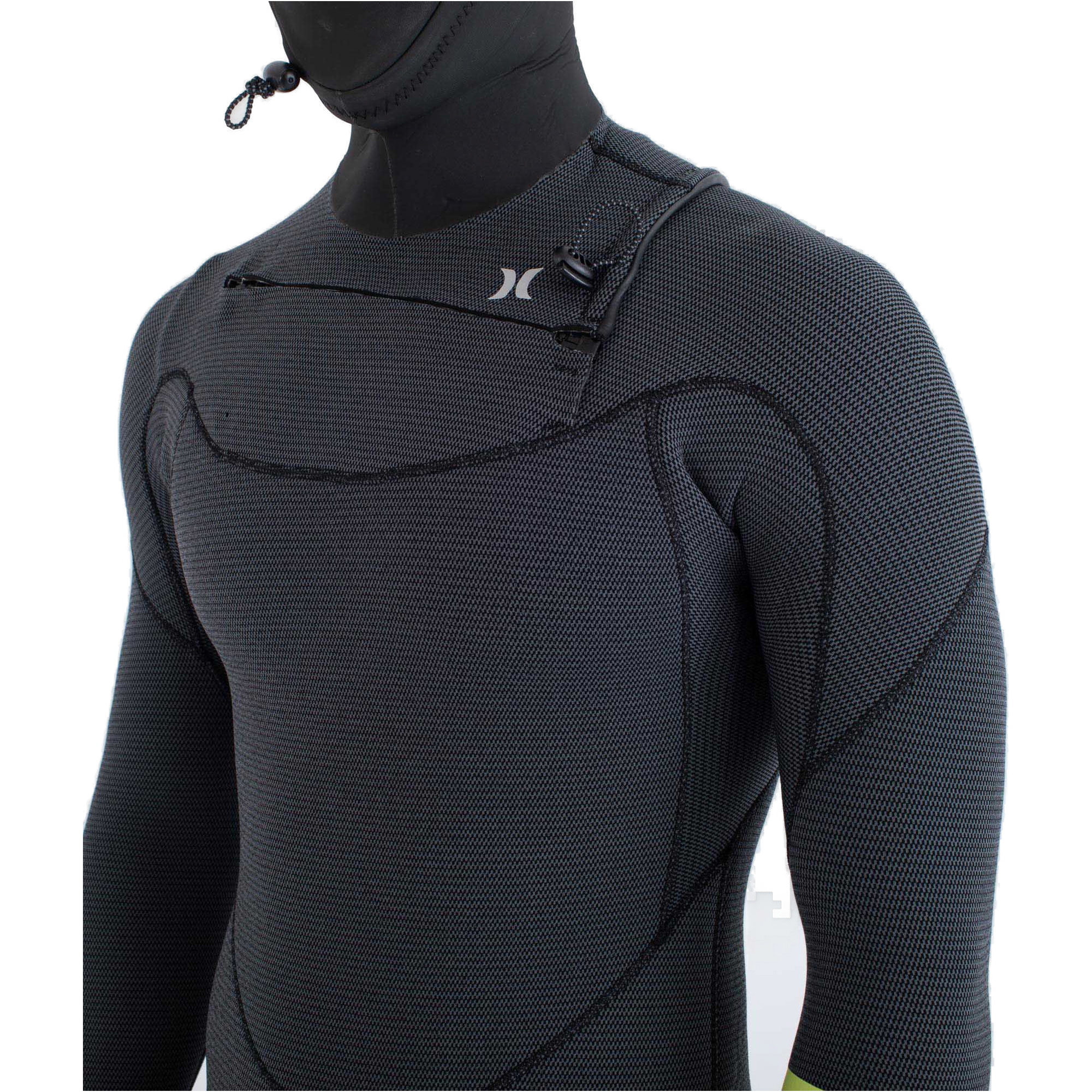2025 Hurley Da Uomo Plus 5/3mm Con Cappuccio Chest Zip Muta MFS0012543 - Black / Lemon