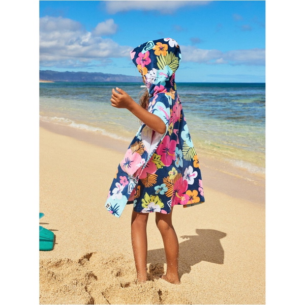 2026 Roxy Bambino Stay Magical Asciugamano Con Cappuccio Stampato ERLAA03064 - Mood Indigo Morning Flowers Tw