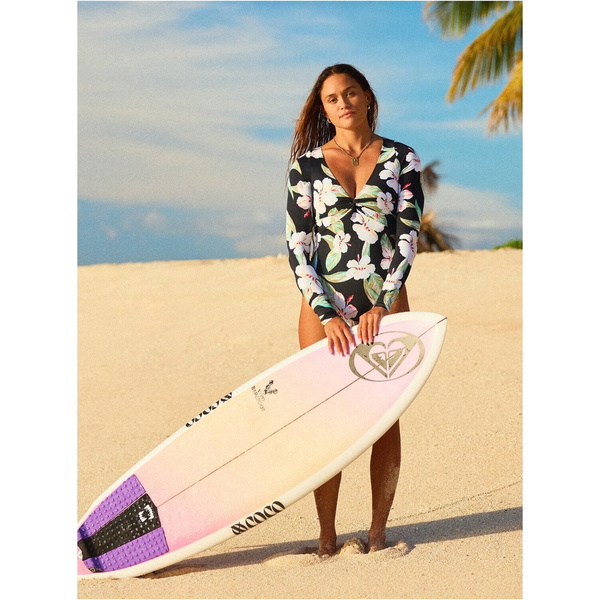 2026 Roxy Da Donna Tuta Da Surf Classica A Maniche Lunghe Beach Classic ERJWR03923 - Anthracite Spring Charming