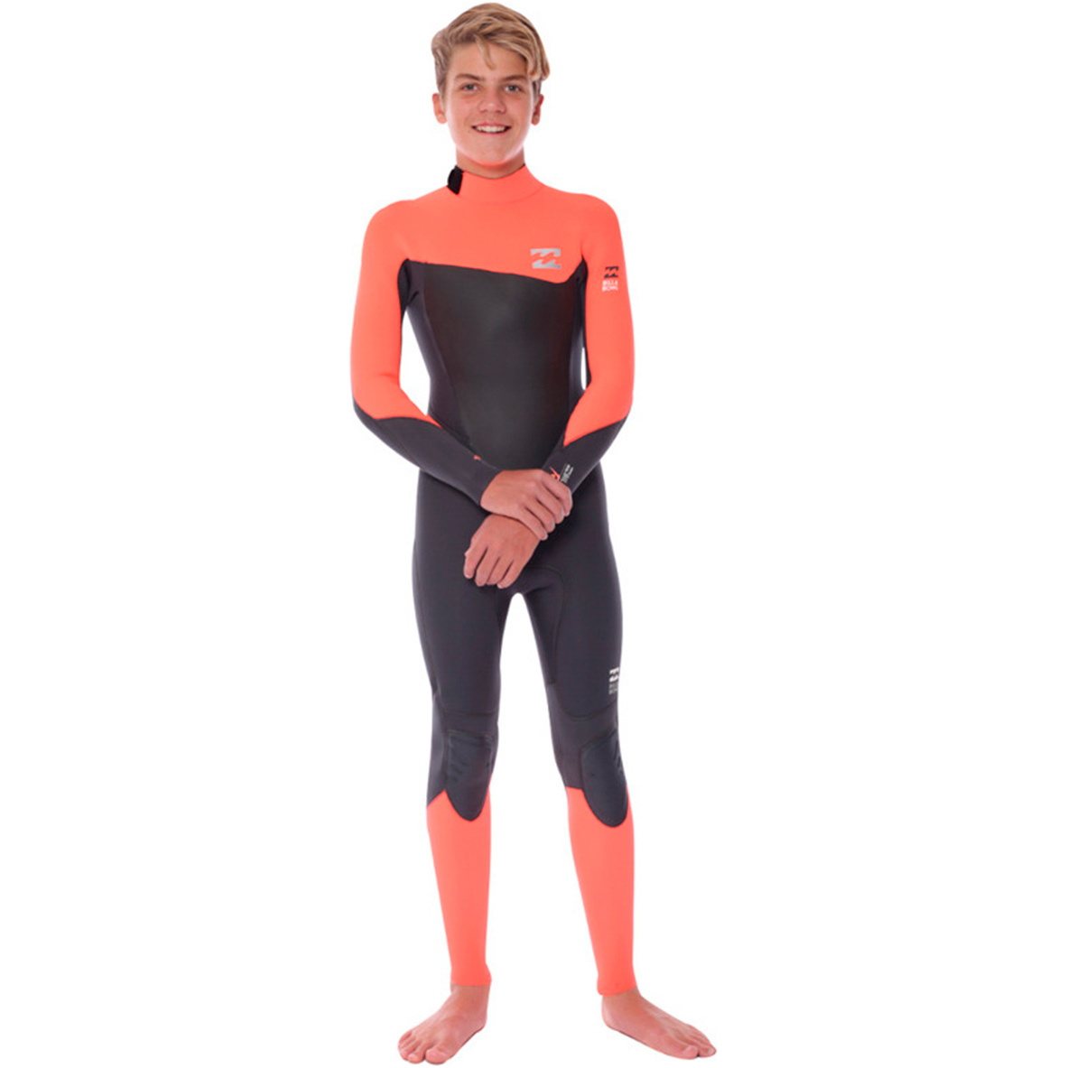 2016 Billabong Junior Foil 4/3 millimetri Torna Zip Muta in Red U44B03