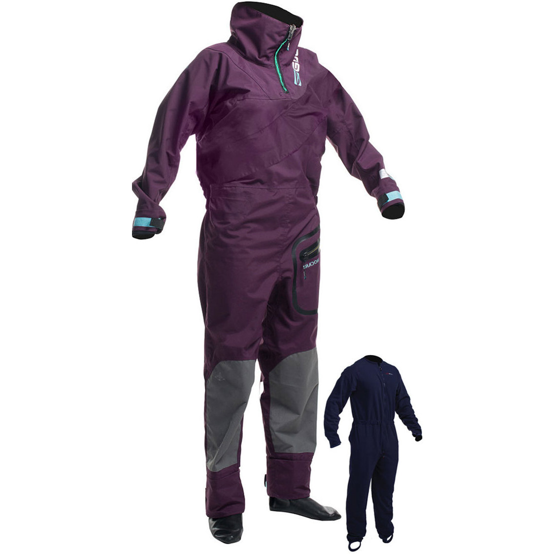 2018 Gul Shadow Womens Zip Drysuit italiana Plum GM0350-B3 COMPRESO SOTTOFUCILE