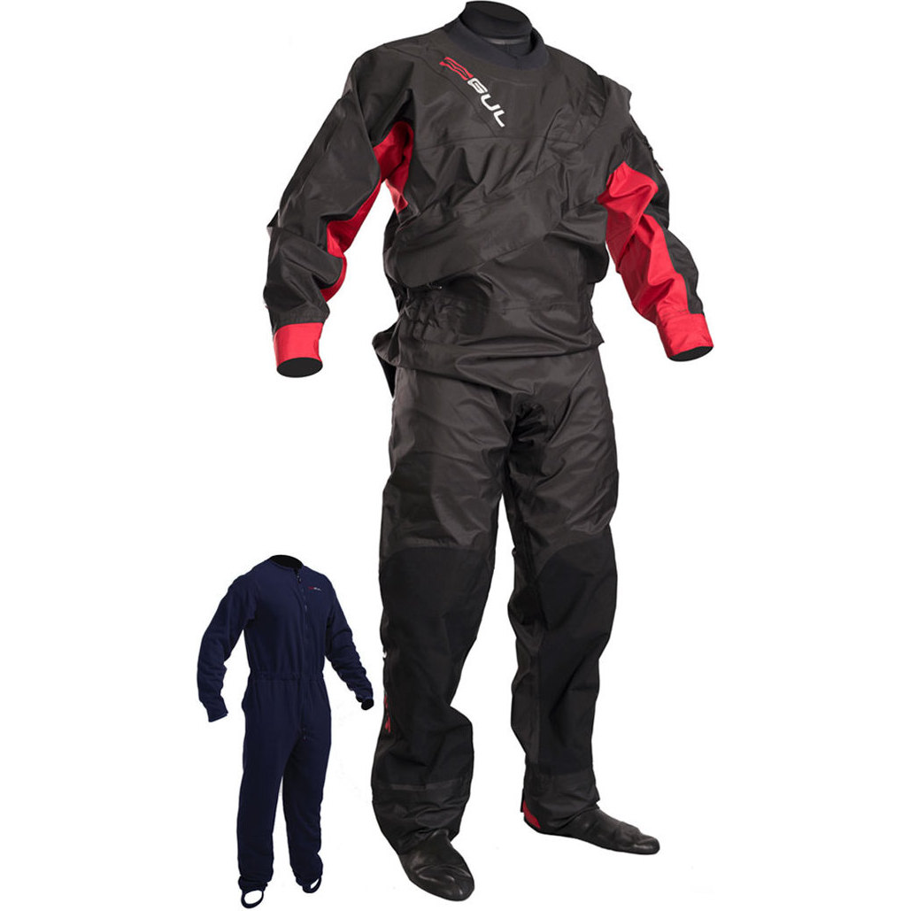 Drysuit Gul Dartmouth Eclip Zip Nera / Rossa Gm0378-b3 Con Sottotuta Gratuito