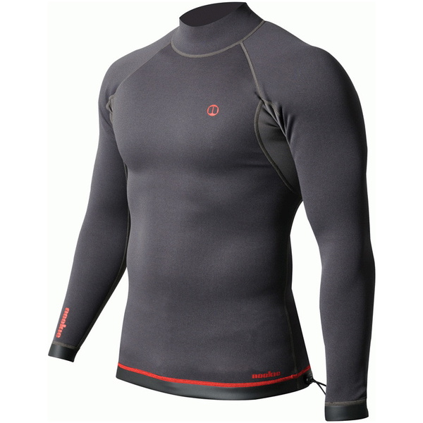 2026 Nookie Mens Ti 1mm Long Sleeve Wetsuit Top NE12 - Black / Red