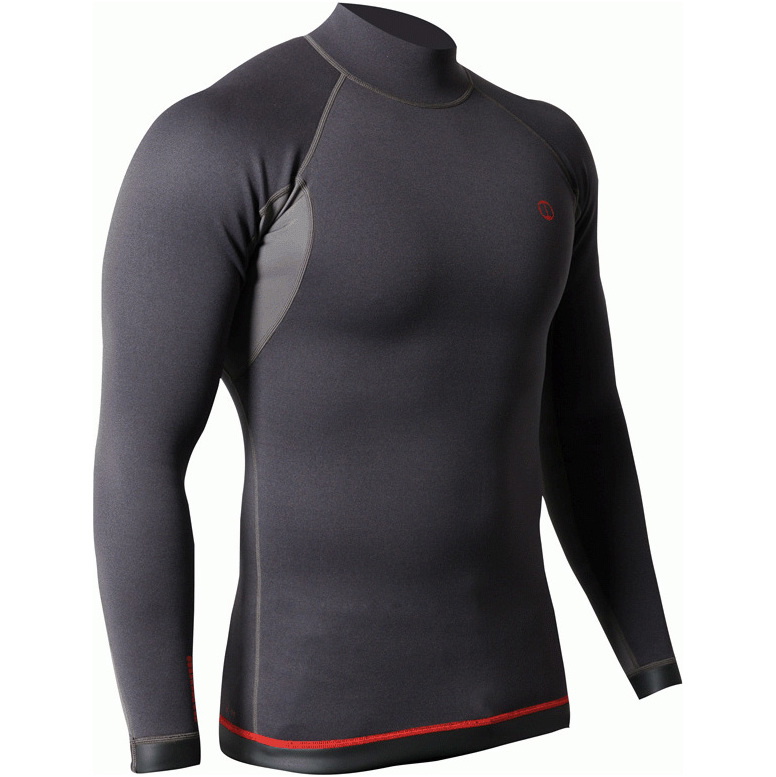 2026 Nookie Da Uomo Ti 1mm Manica Lunga Muta Top NE12 - Black / Red