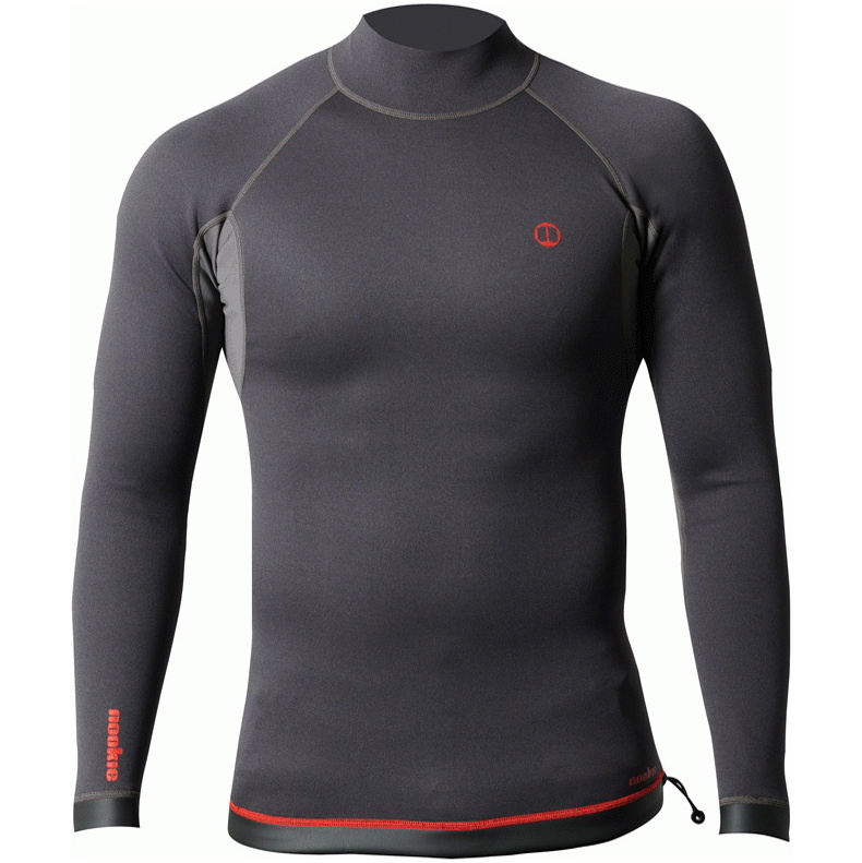 2026 Nookie Da Uomo Ti 1mm Manica Lunga Muta Top NE12 - Black / Red