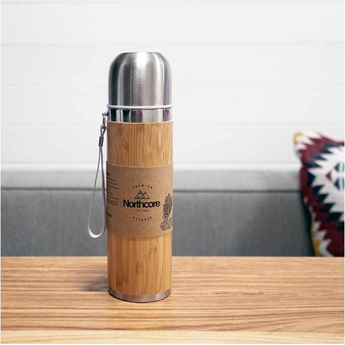 2026 Northcore Borraccia In Bambù E Acciaio Inox Con Boccale Da 360 Ml NOCO97B