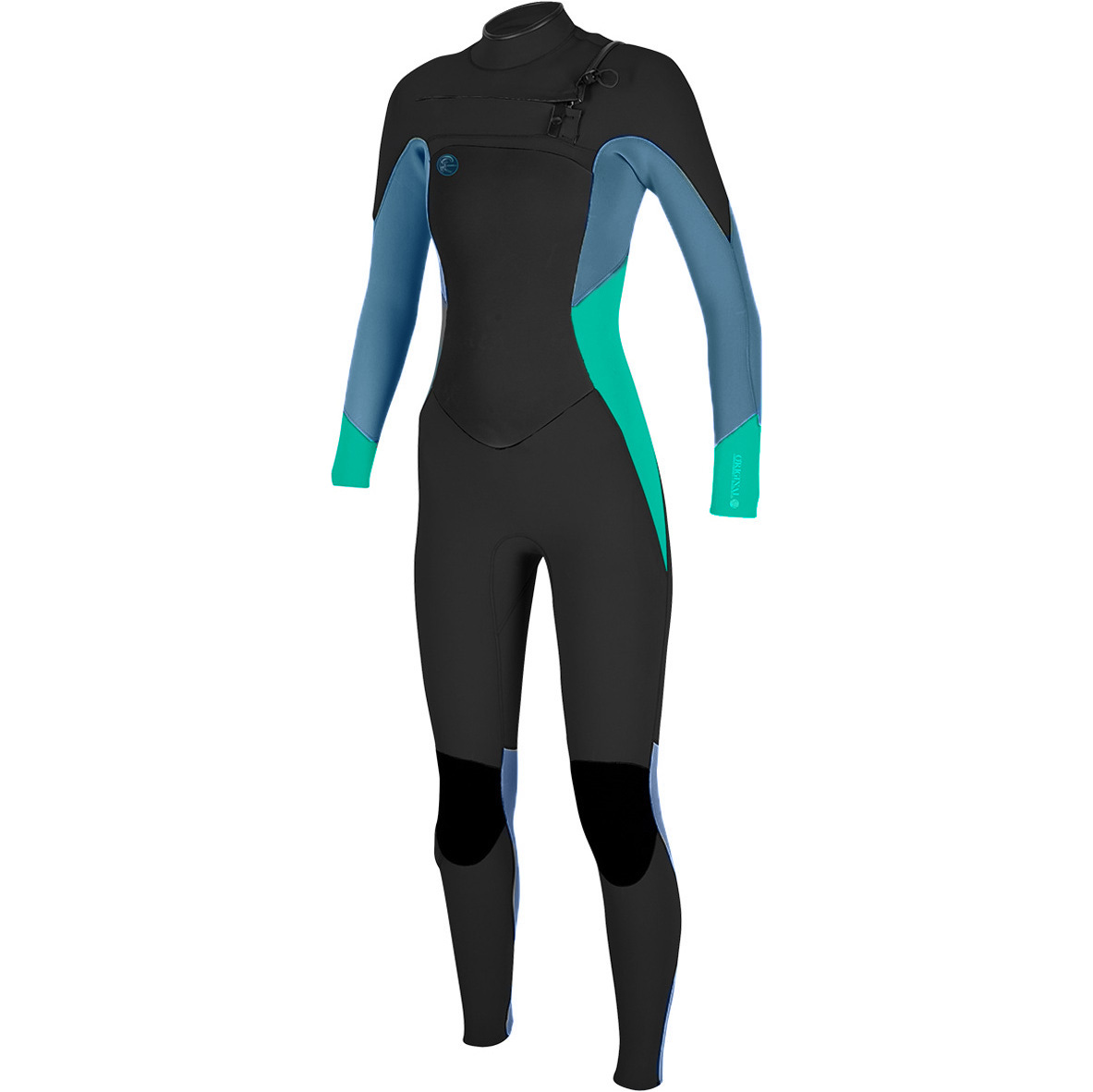 2018 O'Neill Ladies O'Riginal 5 / 4mm Chest Zip muta NERO / SEAGLASS / BLU 4997