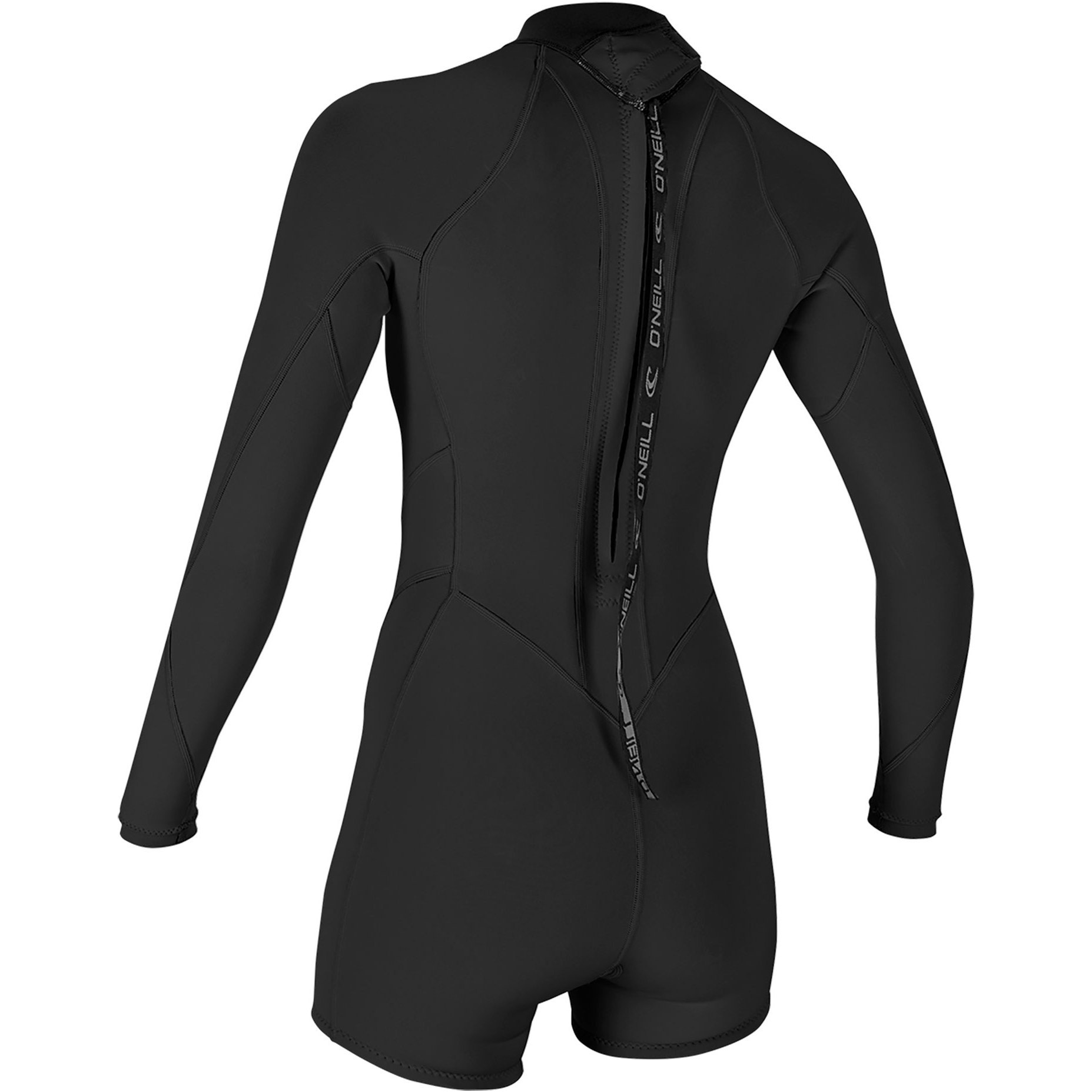 2026 O'Neill Delle Donne Bahia 2/1mm Back Zip Manica Lunga Shorty Muta Nera 5291