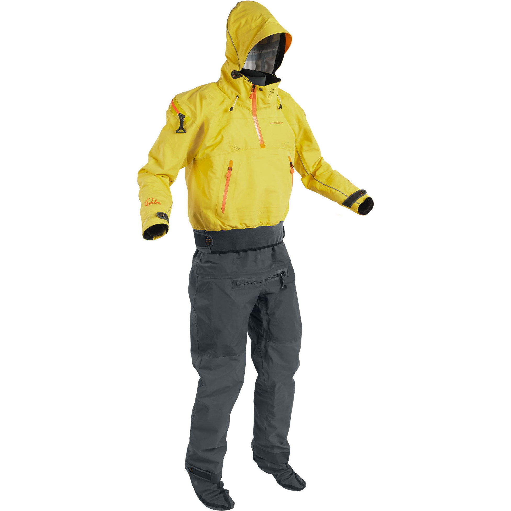 2025 Palm Mens Bora Touring Kayak Drysuit 12382 - Yellow / Jet Grey