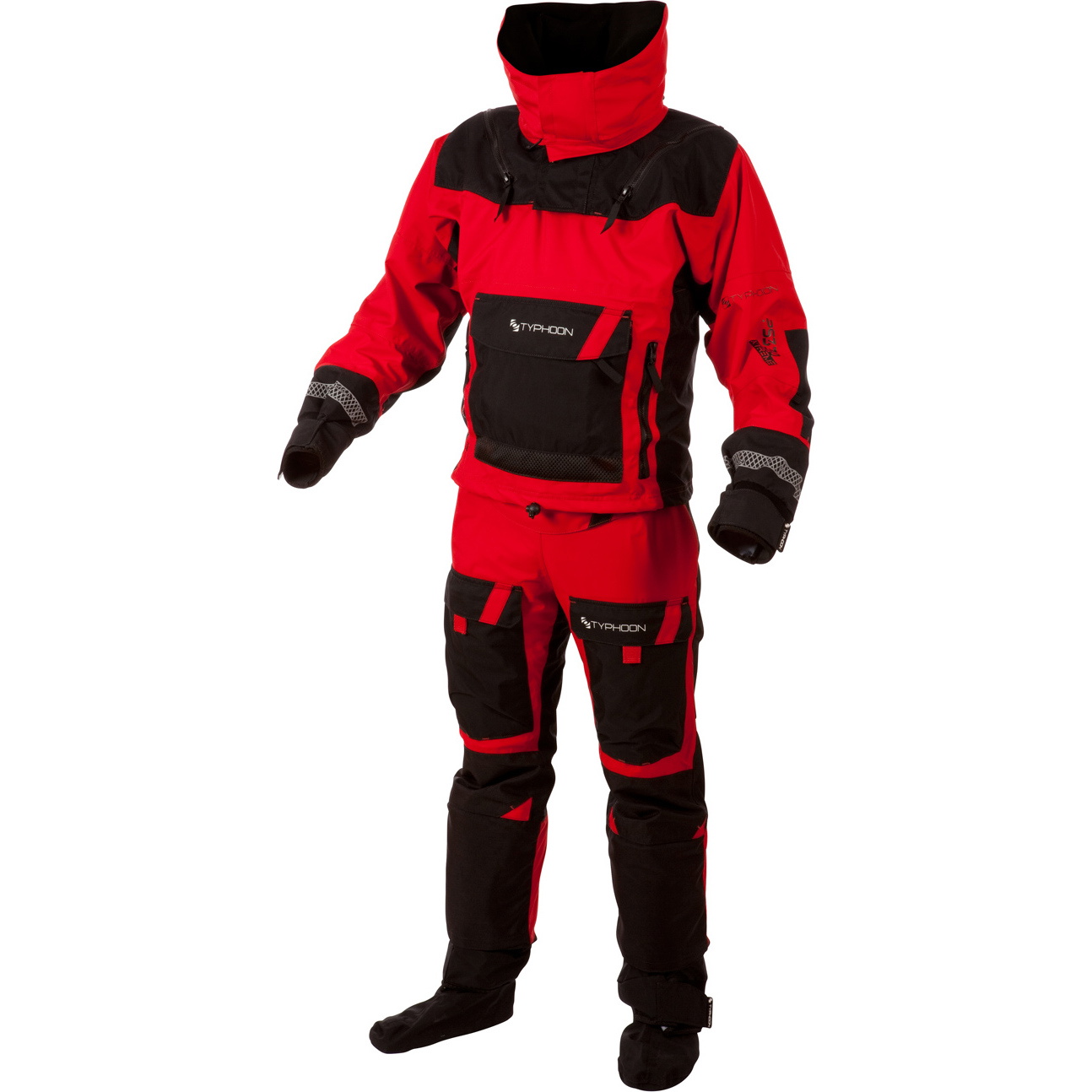 2019 Typhoon Ps330 Xtreme Kayak / Vela Oceanica Drysuit + Con Zip Black / Red 100151
