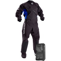 Womens Ezeedon 3 Zip anteriore Drysuit nera / blu Borsa con kit incluso