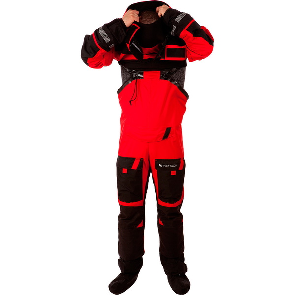 2019 Typhoon Ps330 Xtreme Kayak / Vela Oceanica Drysuit + Con Zip Black / Red 100151