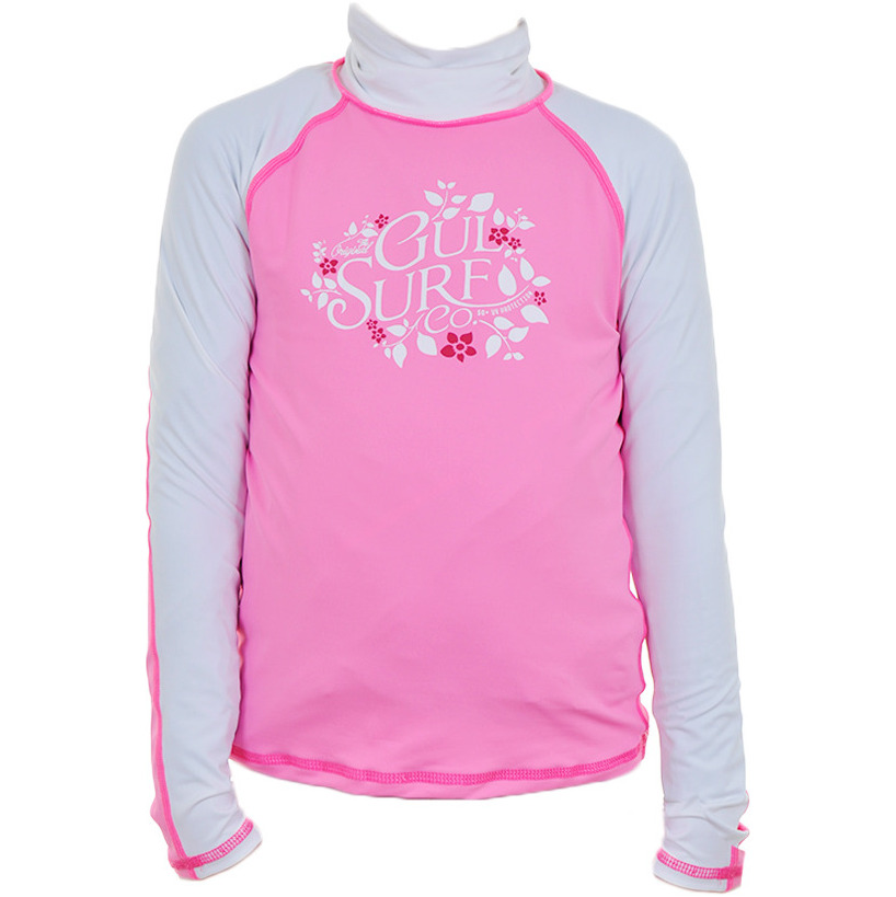 Gul Junior Maniche lunghe Surf Rash giubbotto in rosa / bianco RG0335