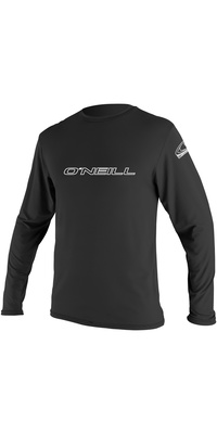 2026 ONeill Da Uomo Basic Skins Long Sleeve Rash Tee 4339 - Black