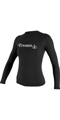 2026 ONeill Womens Basic Skins Long Sleeve Crew Rash Vest 3549 - Black