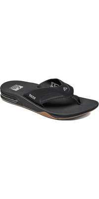 2026 Reef Da Uomo Fanning Flip Flops BLACK SILVER R2026