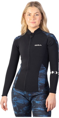2025 Gul Luna7 Donna Front Zip Giacca Da Muta Sup La6301-c1 - Nu Wave Camo / Nero