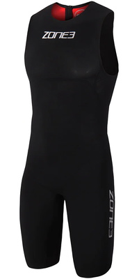 2026 Zone3 Da Uomo Streamline Back Zip Smanicato Shorty Swimskin SS18MSTL101 - Black / Red