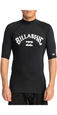 Billabong Da Uomo Logo Surf Short Sleeve Lycra Vest EBYWR03010 - Black
