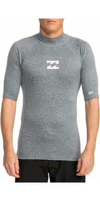 2026 Billabong Da Uomo Waves All Day UV50 Gilet In Lycra A Maniche Corte EBYWR00101 - Dark Grey Heather