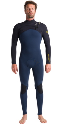 2026 C-Skins Da Uomo NuWave Session 3/2mm Gbs Chest Zip Muta C-NSE32MCZ - Bluestone / Black X / Saffron