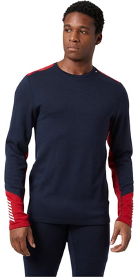 Helly Hansen Da Uomo Lifa Strato Base Merino Di Peso Medio Crew 49364 - Navy