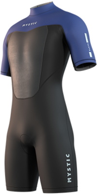 2026 Mystic Mens Brand 3/2mm Back Zip Flatlock Shorty Wetsuit 35000.250035 - Black / Blue