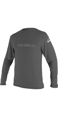 2025 ONeill Da Uomo Basic Skins Long Sleeve Rash Tee 4339 - Graphite