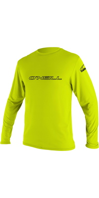 ONeill Da Uomo Skins 2026 Basic Tee Rash A Manica Lunga 4339 - Lime