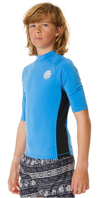 2025 Rip Curl Bambino Icons UV Brushed Short Sleeve Rash Guard 11ZBRV - Blue Gum