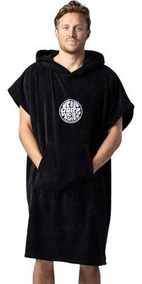 2026 Rip Curl Logo Accappatoio Con Cappuccio Per Il Cambio / Poncho 00GMTO - Black
