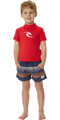 2025 Rip Curl Da Bimbo Brand Wave UPF Gilet In Lycra A Manica Corta TNQTRV - Red