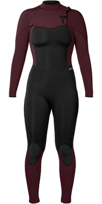2025 Xcel Da Donna Comp 5/4mm Chest Zip Muta WN54ZXC4W - Black / Wine