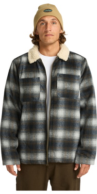 2025 Billabong Da Uomo Giacca In Lana A Quadri Con Fodera In Sherpa Hills EBYJK00136 - Raven