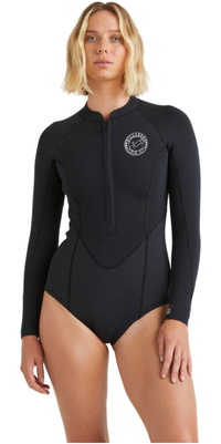 2026 Billabong Da Donna Salty Dayz Natural 2mm Front Zip Muta Primaverile Muta ABJW400132 - Black