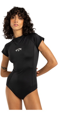 2026 Billabong Da Donna Tropic UV50 Costume Da Bagno Intero A Manica Corta EBJX100101 - Black Pebble