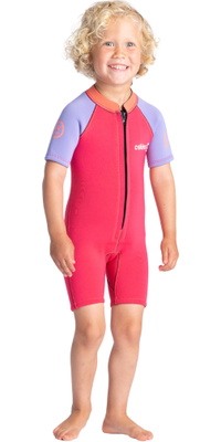2025 C-Skins Bambino C-KID 3/2mm Front Zip Shorty Muta C-BA32SH - Coral / Lilac