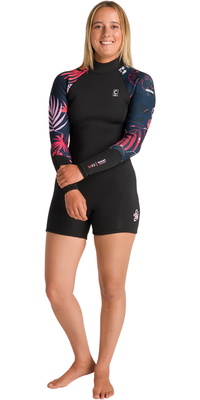 2026 C-Skins Da Donna NuWave Solace Lite 2/2mm Back Zip Muta Primaverile Muta C-NSOL22SPW - Black / Tropical