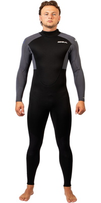 2026 Gul Da Uomo Response Natur 3/2mm Back Zip Muta RE1321-BKGY - Black / Grey